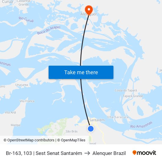 Br-163, 103 | Sest Senat Santarém to Alenquer Brazil map