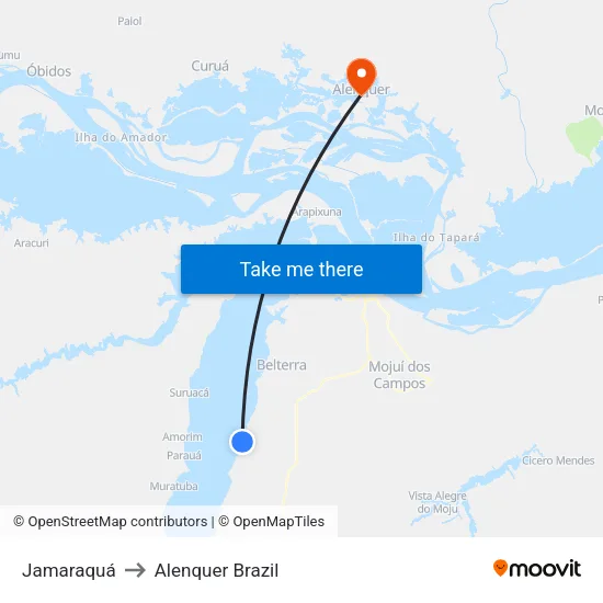 Jamaraquá to Alenquer Brazil map