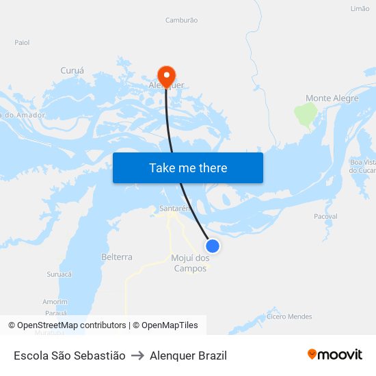 Escola São Sebastião to Alenquer Brazil map