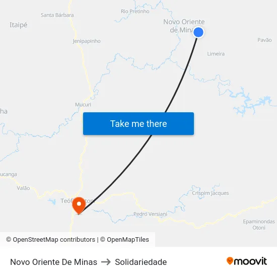 Novo Oriente De Minas to Solidariedade map