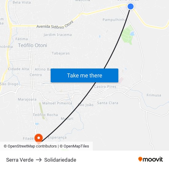 Serra Verde to Solidariedade map