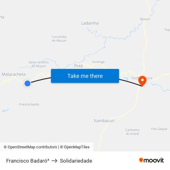 Francisco Badaró³ to Solidariedade map
