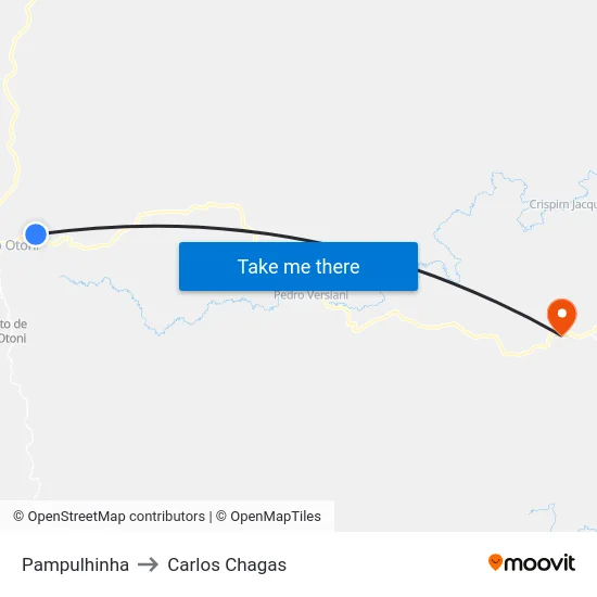 Pampulhinha to Carlos Chagas map