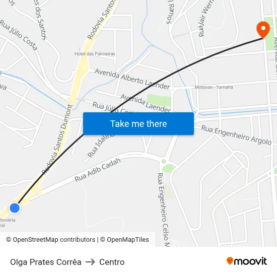 Olga Prates Corrêa to Centro map