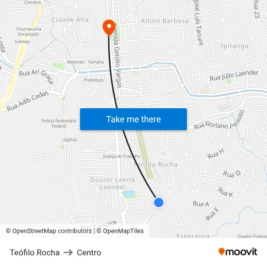 Teófilo Rocha to Centro map