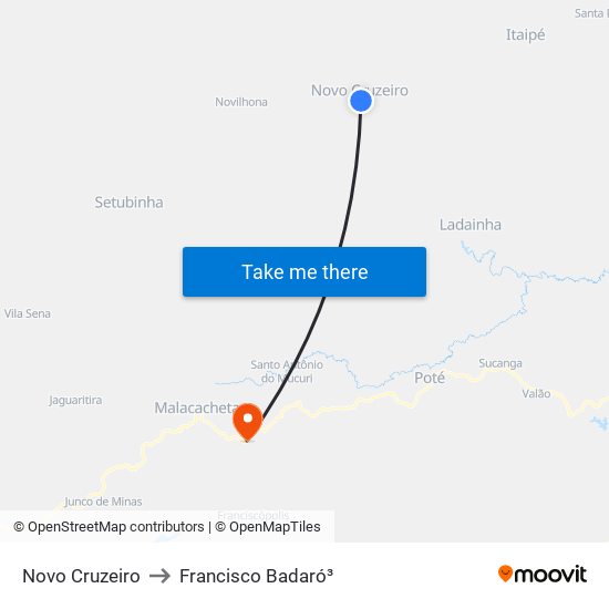 Novo Cruzeiro to Francisco Badaró³ map