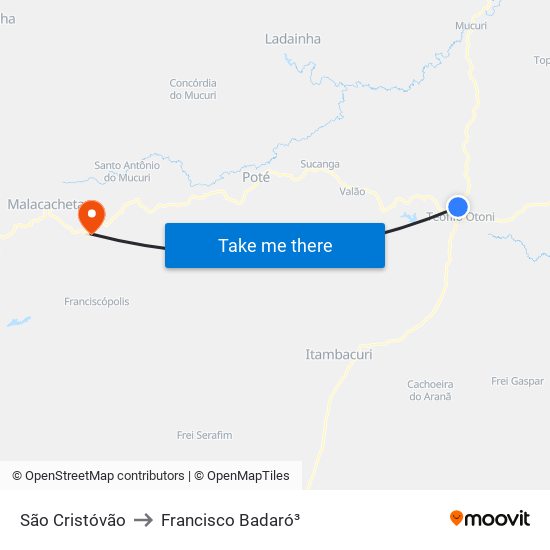 São Cristóvão to Francisco Badaró³ map