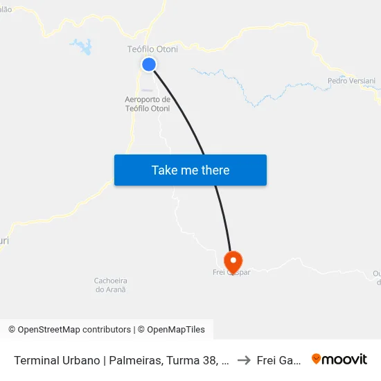 Terminal Urbano | Palmeiras, Turma 38, Frei Dimas to Frei Gaspar map