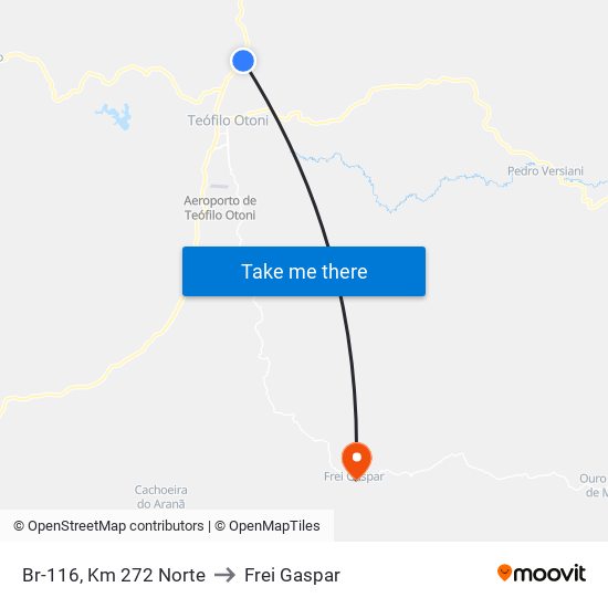 Br-116, Km 272 Norte to Frei Gaspar map