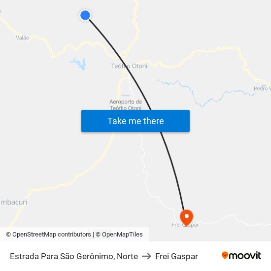 Estrada Para São Gerônimo, Norte to Frei Gaspar map