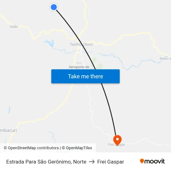 Estrada Para São Gerônimo, Norte to Frei Gaspar map