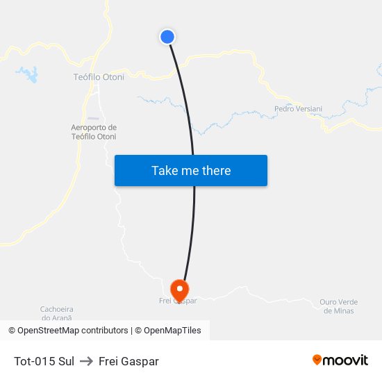 Tot-015 Sul to Frei Gaspar map