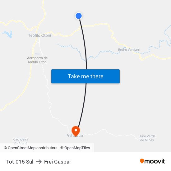 Tot-015 Sul to Frei Gaspar map