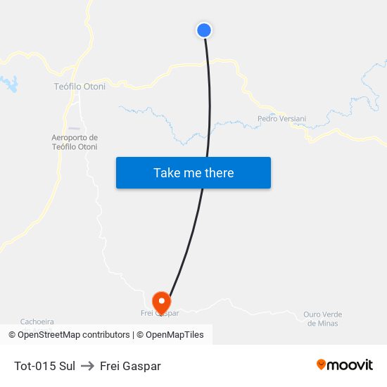 Tot-015 Sul to Frei Gaspar map