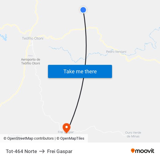 Tot-464 Norte to Frei Gaspar map