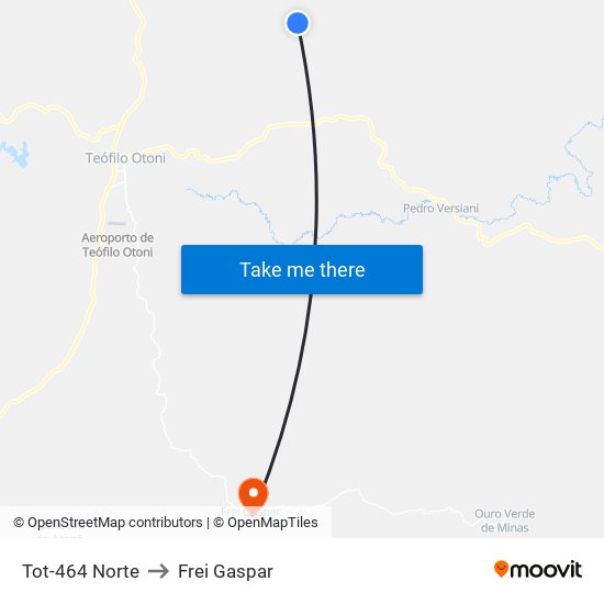 Tot-464 Norte to Frei Gaspar map