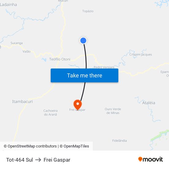 Tot-464 Sul to Frei Gaspar map