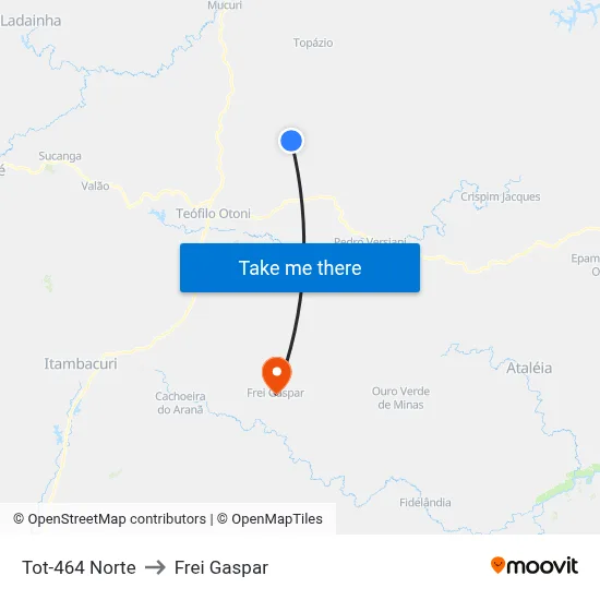 Tot-464 Norte to Frei Gaspar map