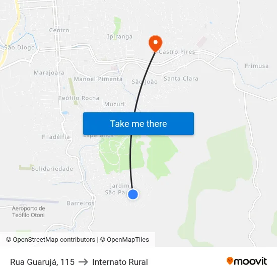 Rua Guarujá, 115 to Internato Rural map