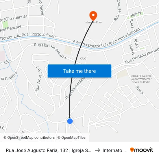 Rua José Augusto Faria, 132 | Igreja Santo Antônio to Internato Rural map