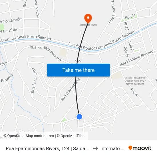 Rua Epaminondas Rivers, 124 | Saída Vila Vitória to Internato Rural map
