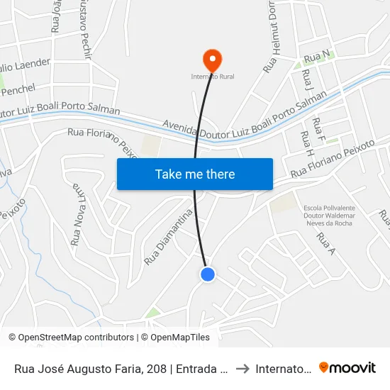 Rua José Augusto Faria, 208 | Entrada Bairro Belvedere to Internato Rural map