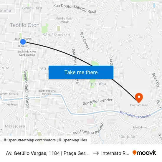 Av. Getúlio Vargas, 1184 | Praça Germânica to Internato Rural map