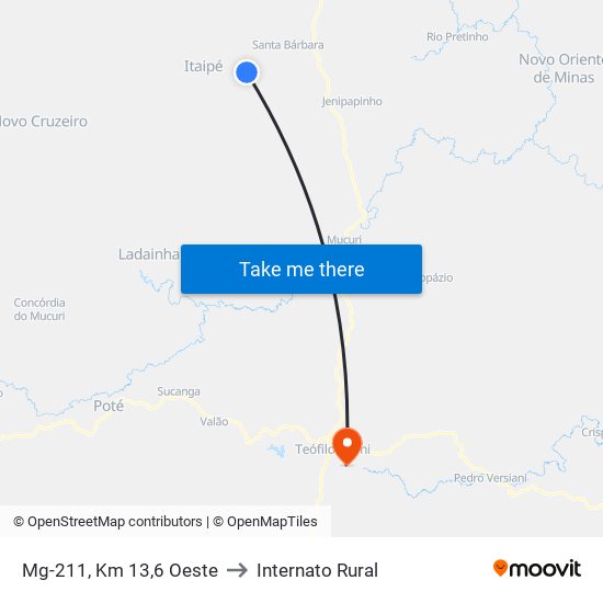 Mg-211, Km 13,6 Oeste to Internato Rural map