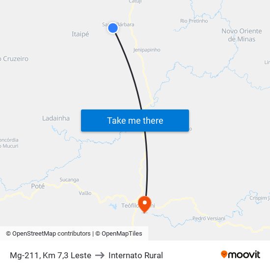 Mg-211, Km 7,3 Leste to Internato Rural map