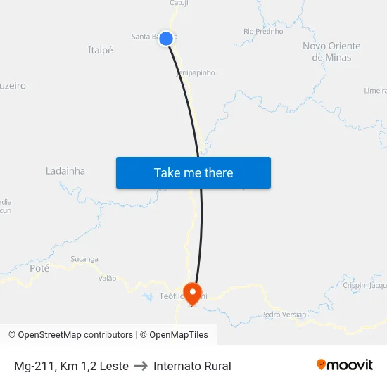 Mg-211, Km 1,2 Leste to Internato Rural map