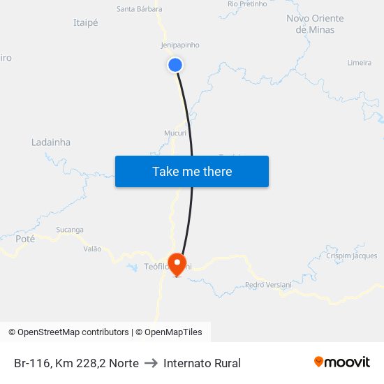 Br-116, Km 228,2 Norte to Internato Rural map