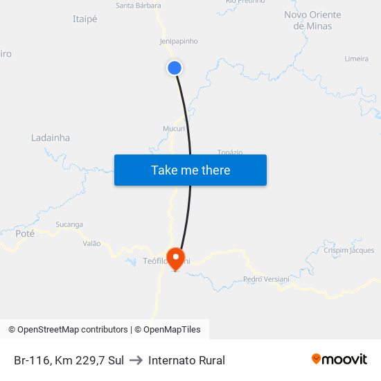 Br-116, Km 229,7 Sul to Internato Rural map