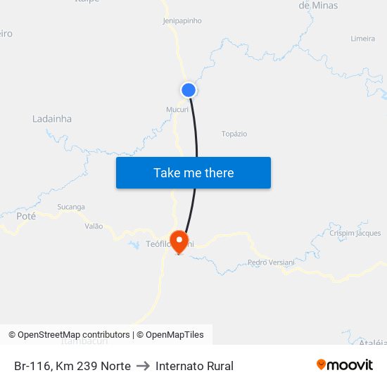 Br-116, Km 239 Norte to Internato Rural map