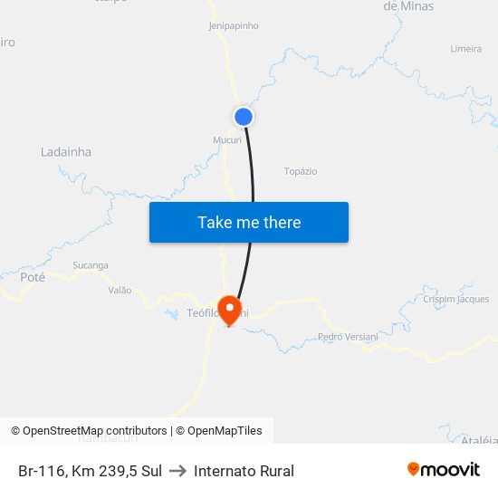 Br-116, Km 239,5 Sul to Internato Rural map