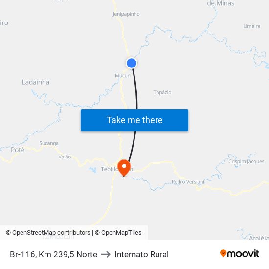 Br-116, Km 239,5 Norte to Internato Rural map