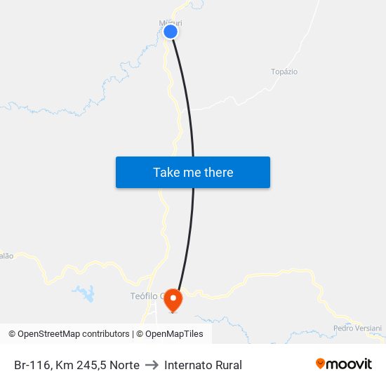 Br-116, Km 245,5 Norte to Internato Rural map