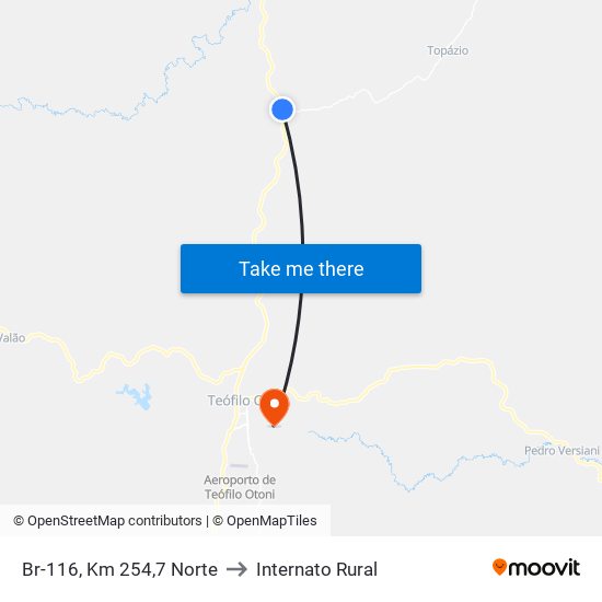 Br-116, Km 254,7 Norte to Internato Rural map