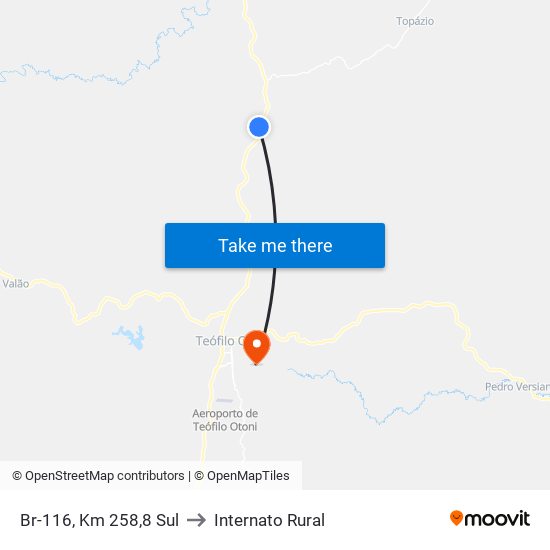 Br-116, Km 258,8 Sul to Internato Rural map