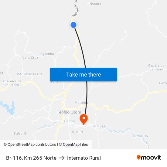 Br-116, Km 265 Norte to Internato Rural map