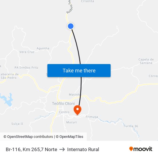 Br-116, Km 265,7 Norte to Internato Rural map