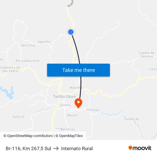 Br-116, Km 267,5 Sul to Internato Rural map