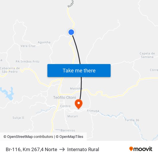 Br-116, Km 267,4 Norte to Internato Rural map