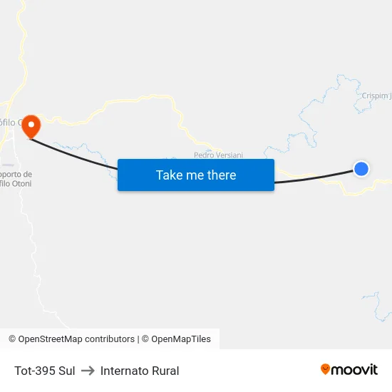 Tot-395 Sul to Internato Rural map