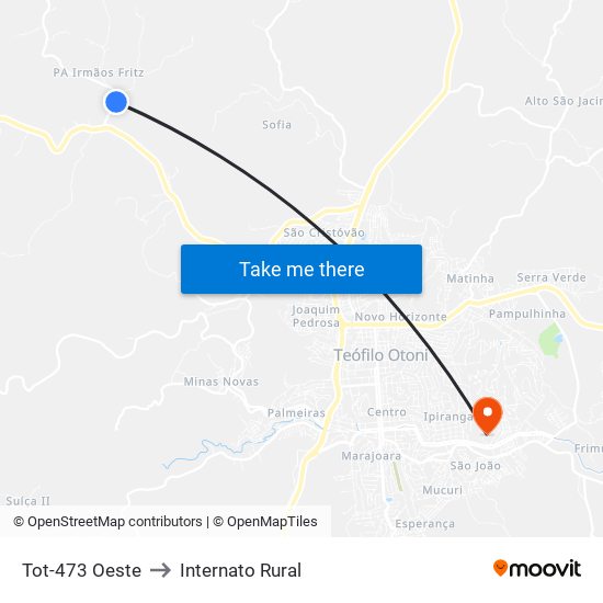 Tot-473 Oeste to Internato Rural map