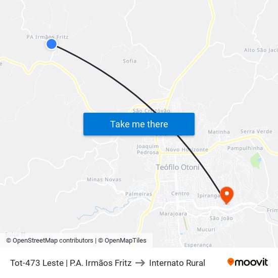 Tot-473 Leste | P.A. Irmãos Fritz to Internato Rural map