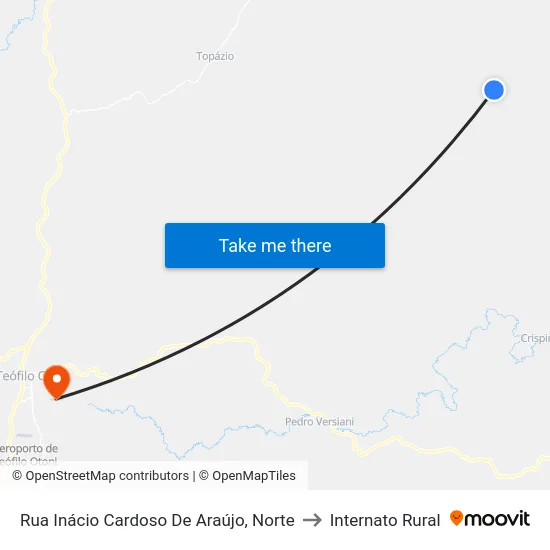 Rua Inácio Cardoso De Araújo, Norte to Internato Rural map