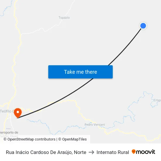 Rua Inácio Cardoso De Araújo, Norte to Internato Rural map