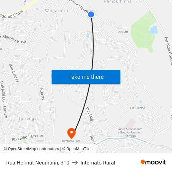 Rua Helmut Neumann, 310 to Internato Rural map
