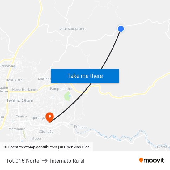 Tot-015 Norte to Internato Rural map