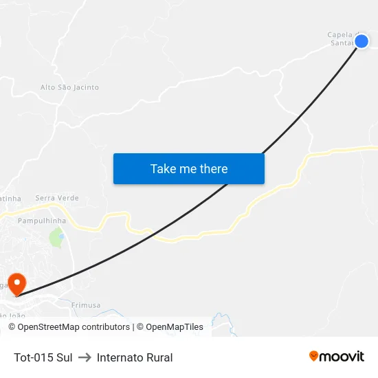 Tot-015 Sul to Internato Rural map